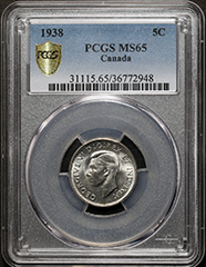 1938  5 Cents  MS65